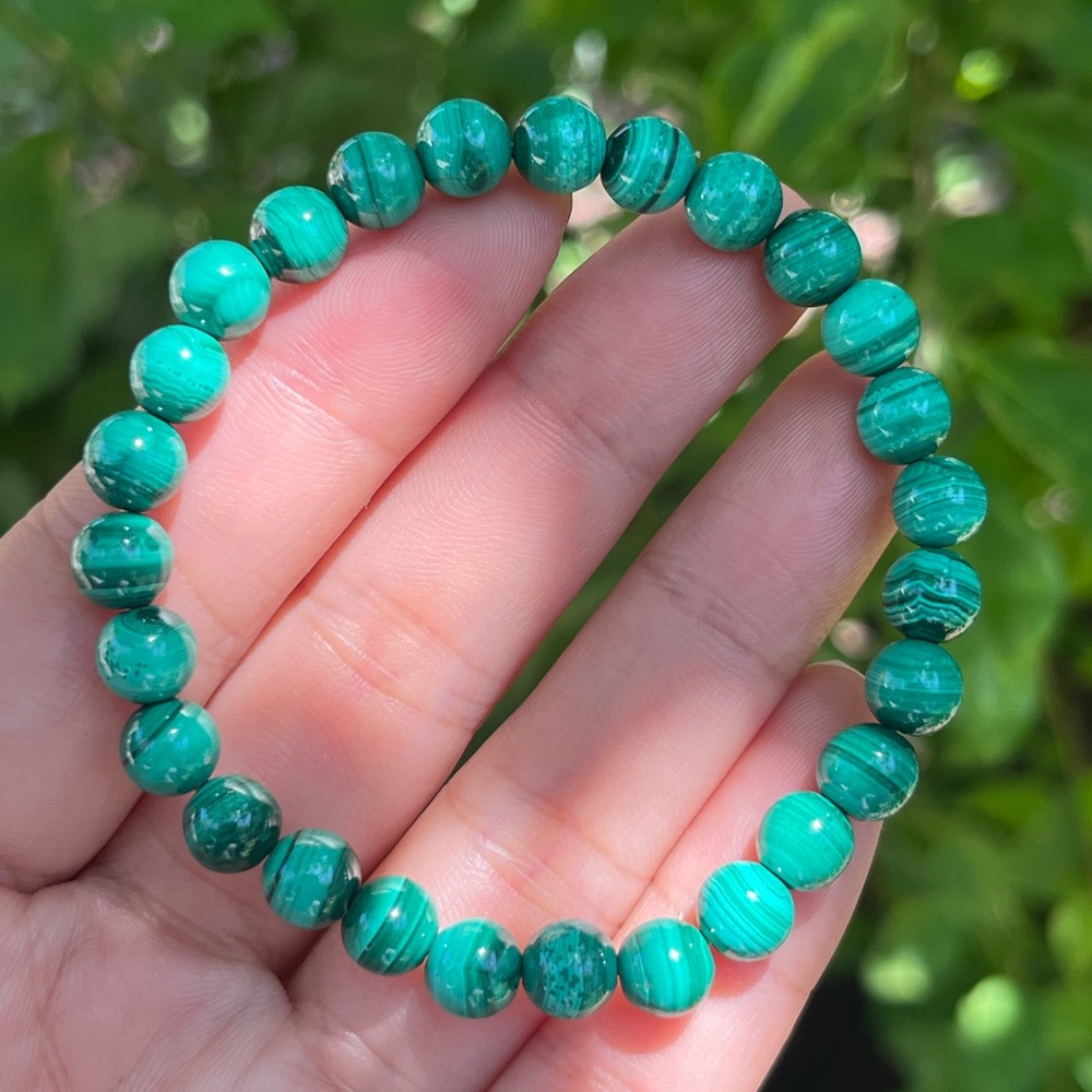 7mm stretchable high quality‎ malachite bracelet